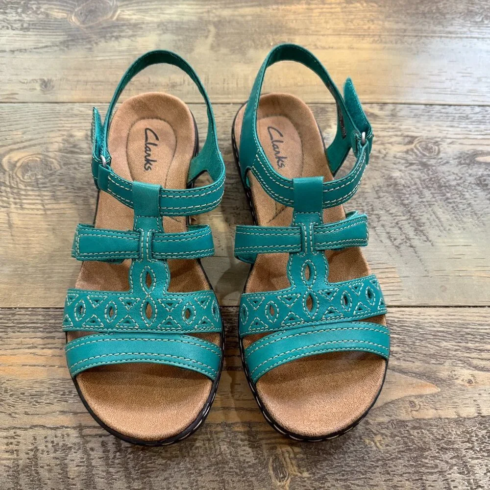 Clarks Turquoise Leather Sandals 7M - Picture 2 of 5